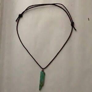 Turquoise Pendant on leather Necklace